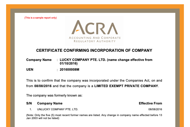 After you register a business in Singapore, you will be given a certificate of incorporation.