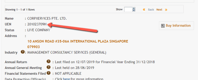 UEN is previously known as the company registration number